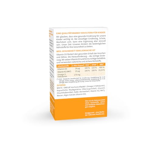 Omega-3 für Kinder mit Vitamin D3 und K2 – zuckerfrei, 800 IE