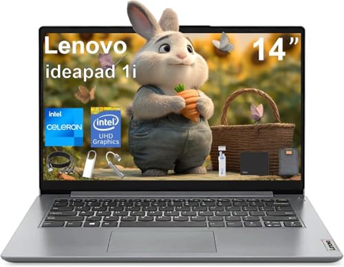 Lenovo IdeaPad 1i Student Laptop, 14' Anti-Glare HD Display, Intel Dual Core Processor, 12GB RAM, 256GB SSD+128GB eMMC, Intel UHD Graphics, Wi-Fi, Windows 11 Home, with 5ave 6-in-1 Accessory Kit