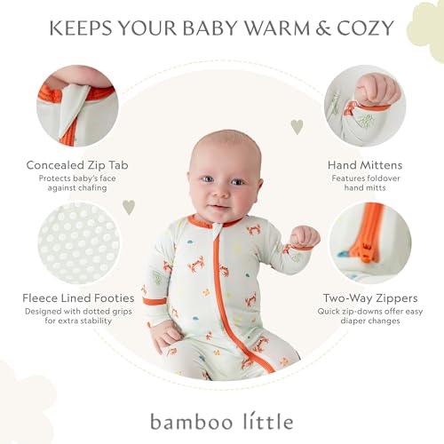 Image of Bamboo Little Soft Baby Footie Pajamas, Baby Clothes, Newborn Sleepers, 95% Viscose and 5% Spandex, 0-24 Months