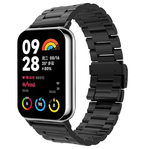 Xisair Replacement Strap for Xiaomi Smart Band 8 Pro Strap Metal Watchband Stainless Steel Wristband for Xiaomi Band 8 Pro Strap Women Men Straps Miband 8 Pro Accessories