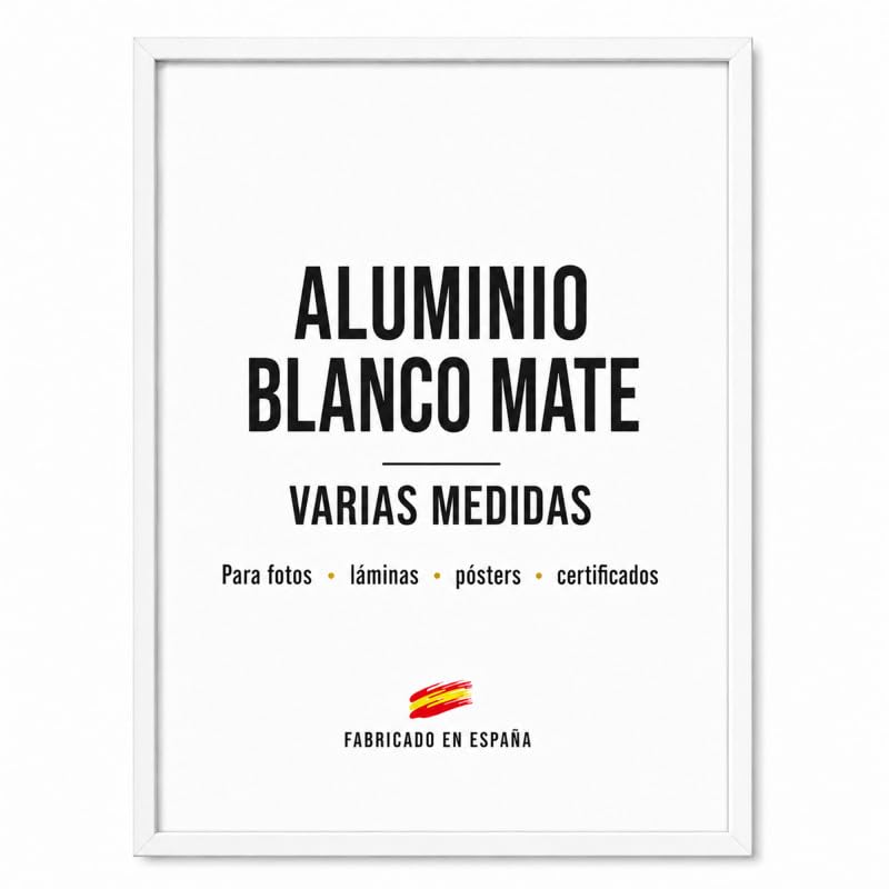 la fabrica del cuadro Marco de Aluminio Blanco Mate 36X98, Moldura Premium | marco para fotos, láminas, púzles. Metacrilato 2 mm, trasera Foam antihumedad, fácil montaje, listo para colgar,.