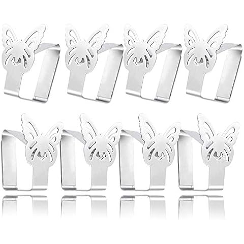 Aongray Tablecloth Clips 8 Pack Stainless Steel Table Cover Clamps Table Cloth Holders Butterfly design Cover