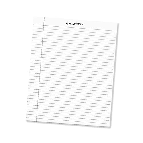 Image of AmazonBasics Wide Ruled 10.5x8.5 - Inch 50-Sheet Lined Writing Note Pad, Blue | Yellow | White - Pack of 12