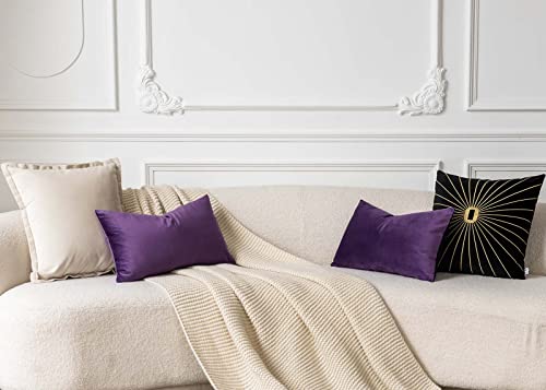 Image of JUSPURBET 16x24 Decorative Velvet Throw Pillow Covers Cases Set of 2,Purple | Modern Soft Cushion Covers Cases with Hidden Zipper for Couch Sofa Bed Living Room Bedroom Home Decor