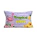 Xihomeli Housse de coussin style estival avec citations tropicales en coton et lin Kiwi, fruits, ananas, fleurs, animaux, flamant rose, fond bois, taie d'oreiller 30,5 x 50,8 cm (ambiance tropicale)