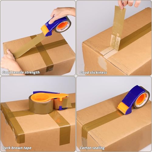 Image of 36 Rolls Brown Packing Tape with Dispenser, 1.88 inch X 120 yd Shipping Tape Bulk, Total 4320 yards, 2.6 mil, 3 inch Core, Tan Packing Tape Refills, Carton Sealing Tape for Moving Boxes, Package, Mailing