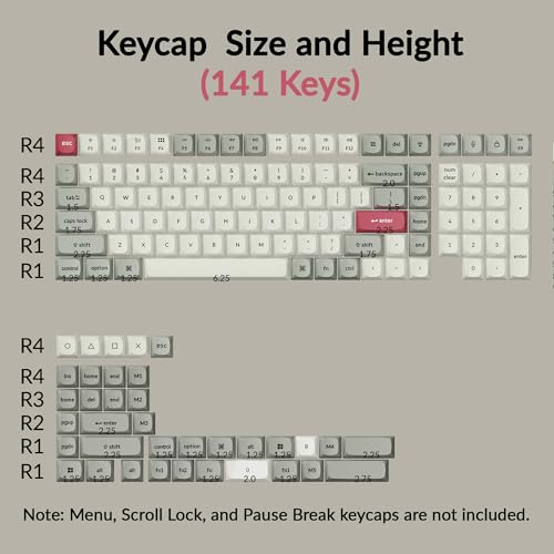 Image of Keychron OSA Profile Double-Shot PBT Keycap Full Keycap Set (141 Keys) - Retro, Compatible with MX Mechanical Switches, Non-Shine-Through, Fits ANSI Layouts (100%, TKL, 96%, 75%, 65%, 60%)