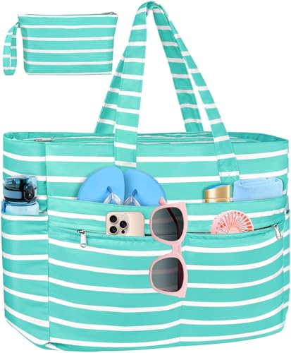 Image of HUANLANG Extra Large Beach Bag Waterproof Beach Totes Bags for Women Men,Pool Bag with Zipper Wet Pocket