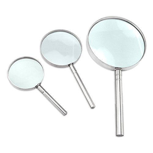 Classic High Power Magnifying Glass Set 6X, 8X and 10X Chrome Rim