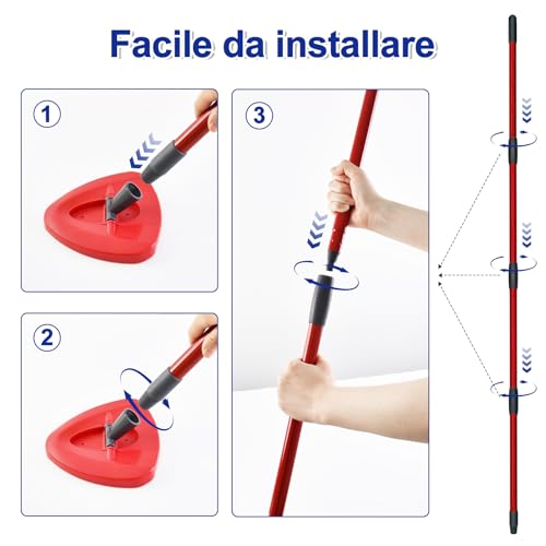 Spin Ersatzgriff Mop kompatibel mit Vileda Turbo Spin Mop EasyWring Adjustable 4 Section Rod Abnehmbar