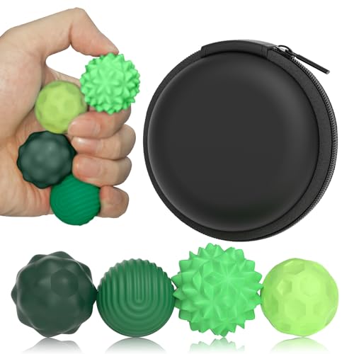 Silicone Magnetic Balls, 4 PCS Stress Relief Sensory Balls for Autism ADHD Anxiety,Fidget Toys for Kids & Adults, Quiet Office Desk Toy, Fidget Balls in Hands, Fun Gifts for Boys Girls Teens - Green