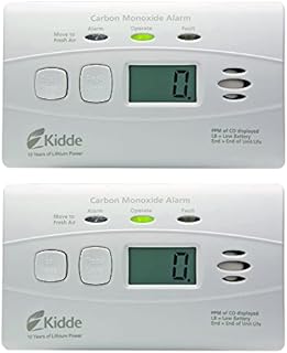Kidde Carbon Monoxide Detector with Long-Life Lithium Battery, Digital Display, 3 LEDs, Pack of 2