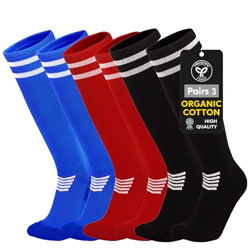 YMYDYFC Atmungsaktive Kinder Fußball Stutzen & Fußballsocken Trainingssocken für Jungen und Mädchen im Alter von 812 JahrenPerfekt für Training Fußball Basketball Rugby und Hockey 3 Paar Größe 3438