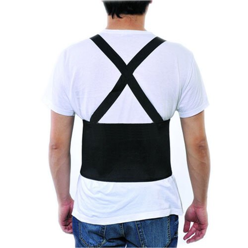 Tuff Bros® Economy Elastic Back Brace Lumbar Support Belt Adjustable Straps - Black (Small/Medium (28"-36" Waist))