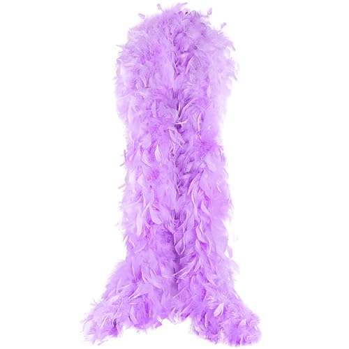 THARAHT Lavender Chandelle Turkey Feather Boa 2 Yards 38g for DIY Craft Home Dancing Wedding Party Halloween Costume Decoration Feather Boa