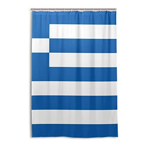 FANTAZIO Shower curtain Flag Of Greek Polyester Bath curtain with thicken C-shape hookers for bathroom Waterproof 1 piece 48x72in Cover