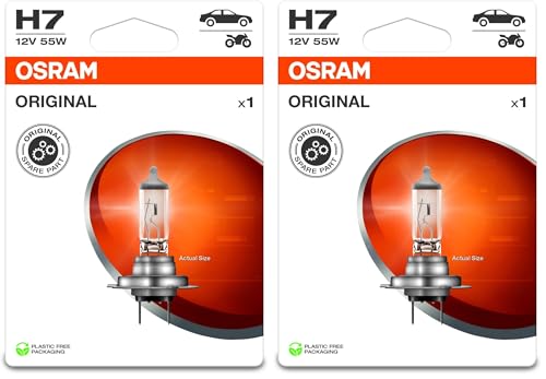 Bombilla H7 OSRAM ORIGINAL LINE 12V halógena para faros delanteros de coche en pack de 2 unidades