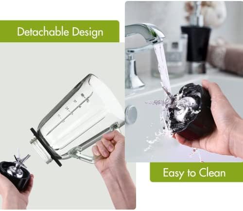 Blender Smoothie Maker, 700W Smoothie Maker with 3 Adjustable Speeds, Smoothie Blender with 1.5L Glass Jug, 6 Sharp Stainless Steel Blades for Smoothie, Milk Shake, Frozen Fruit and Ice Crush