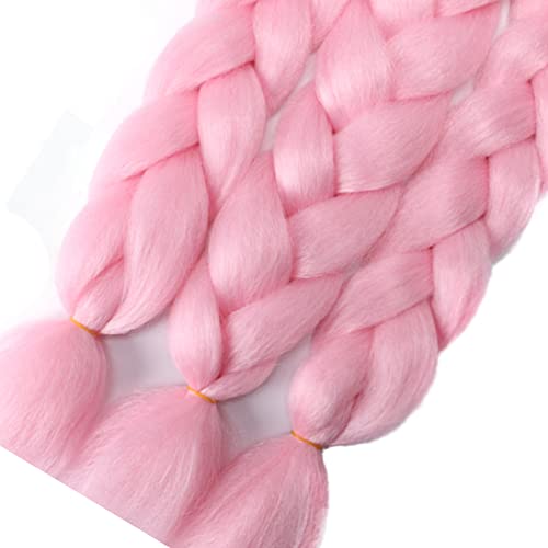 Imierfa Pink Braiding Hair, Jumbo Braid Hair Pink High Temperature Synthetic Fiber Kanekalon Braiding Hair Extensions For Twist Braiding Crochet Hair Color Pink 24" 3Pcs #TOP5