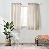 Valea Home Linen Curtains Panel 54 inch Long Light Filtering Rod Pocket Crude Drapes for Bedroom Living Room Farmhouse Window Treatment Panels, Natural, 1 Panel