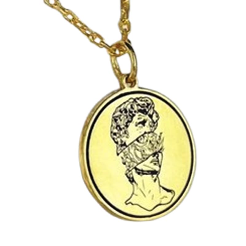 Collier gravure David Michel-Ange en argent plaqué or, le cadeau fait main idéal