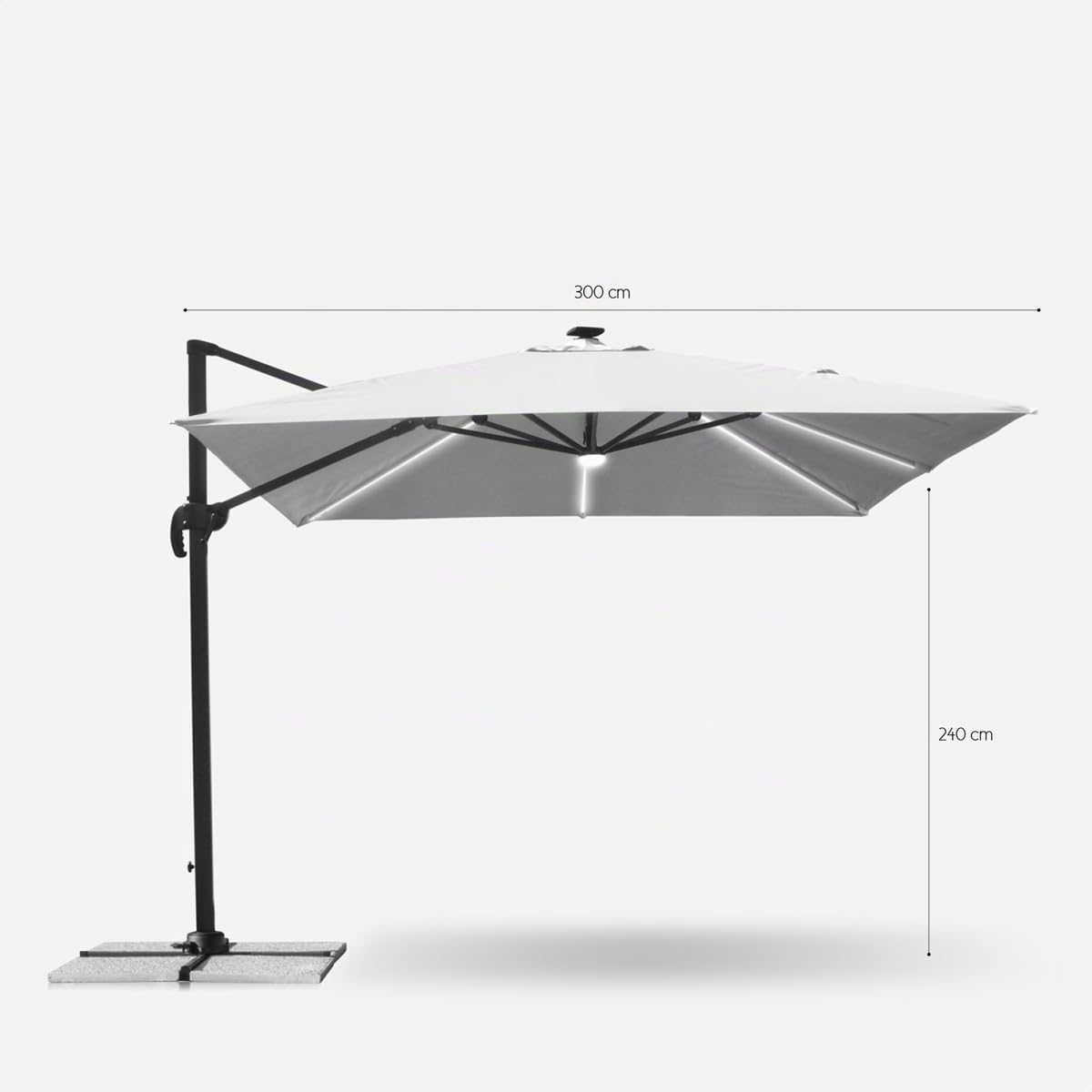 Produce Shop Ombrellone Giardino Anti UV con Luce Solare LED Quadrato 3x3m Braccio Alluminio Paradise