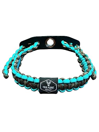 Ten Point Gear Bow Archery Wrist Sling 550 Paracord - Survival Hunting Shooting - 100% Full Grain Leather with Metal Grommet (Multiple Camo Options) (T Blue)