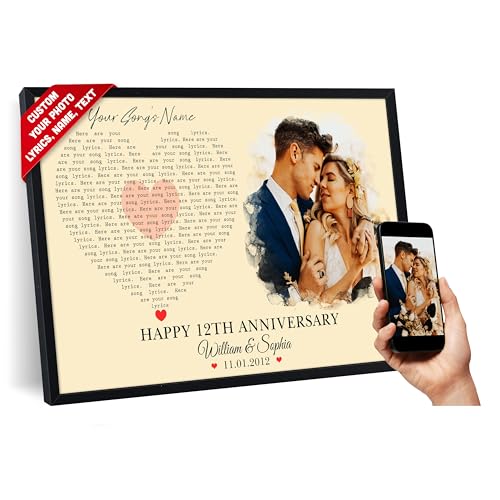 SANTANNA Gifts Poster for Him,Personalized Anniversary Lyrics Song Photo Prints,