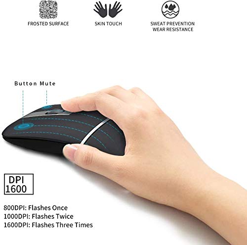 Wfb Bluetooth Wireless Mouse For Laptop, Foldable Arc 180° Rotating Silent Click Portable Curved Computer Mice For Home, Office, Travel(Black) #TOP3
