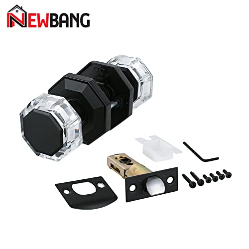 Newbang Hardware Transparent Glass Door Knob For Passage Room And Hall/Closet Room,Crystal Door Knob Handle With Matte Black Finish For Mobile Home, Zscy-Hdc34Db-Ps-1P #TOP4