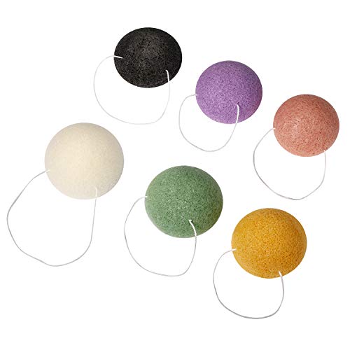 Vtrem Konjac Sponge Set 6 Pack Semi Spherical Exfoliating Facial Sponges Organic Skincare Face & Body Cleansing 100% Natural Konjac Sponges Tool Massage, Cleanse & Soften Delicate Skin