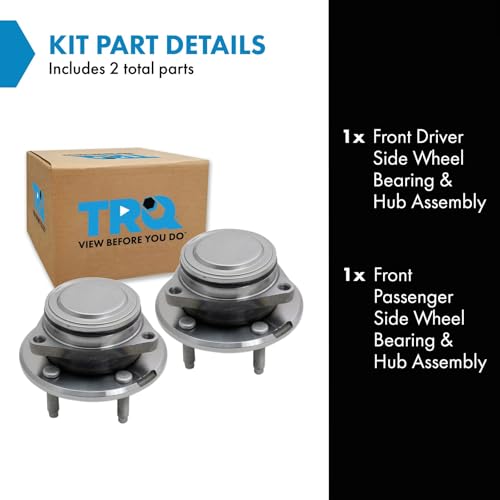 Image of TRQ Front Driver and Passenger Side Wheel Bearing and Hub Assembly Set 2 Piece Compatible with 2013-2019 Cadillac ATS RWD