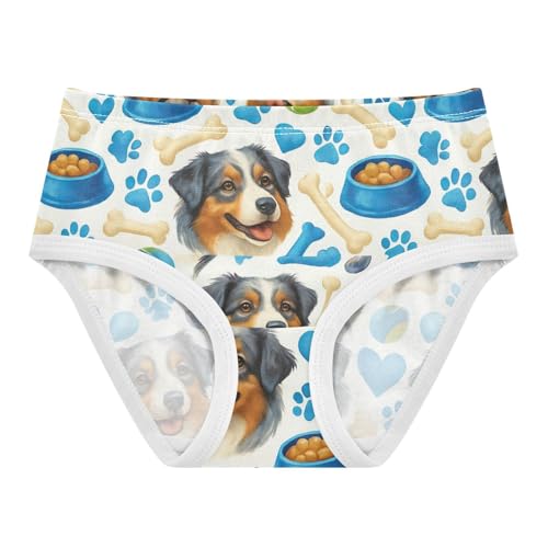 Joisal Toddler Underwear Floral 2t Cotton Panties for Girl Artistic Undies Kids Briefs Cute Australian Shepherd Dog Blue
