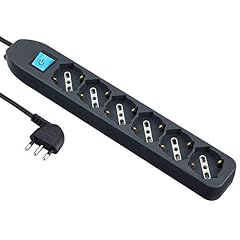 Electraline 62074 Multipresa 6 posti Polivalenti P40(Schuko + 10/16A) con Interruttore Cavo 1,5 m Nero