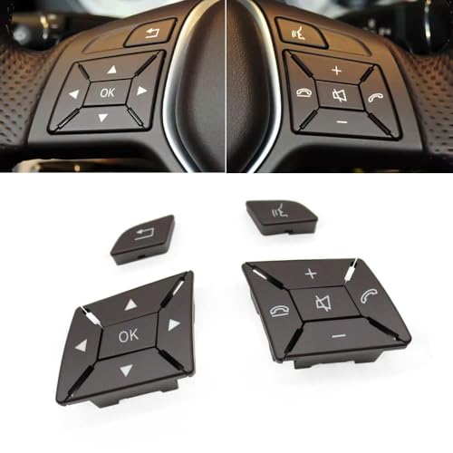 Goodithy Moka Steering Wheel Button Covers, Interior Steering Wheel Control Button Trim Replacement for Mercedes Benz GLK GLA A B C E Class W204 W212 W156 W246 W207 W117 W218 (Model A Moka)