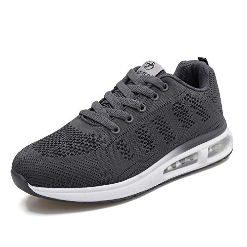 Womens Trainers Athletic Running Shoes Breathable Air Cushion Sneakers Fashion Sport Gym Trainers Dark Grey 5 UK