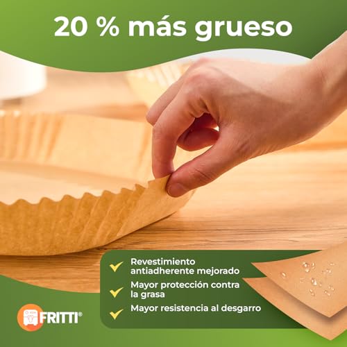 FRITTI Papel de horno para freidora de aire caliente, 150 unidades, certificado DEKRA 22 x 14 cm, rectangular, compatible con Dual Zone Airfryer Accesorios 8 – 12 L - imagen 6
