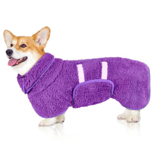Dog Bathrobe, Super Soft Dog Robe Quick Drying Dog Towels for Drying Dogs Large, Adjustable Dog Robes for After Bath, Dog Clothes and Dog Dryer M