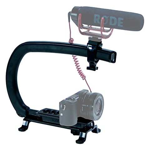 Cam Caddie Scorpion Camera Stabilizer - Stabilizing Smartphone Handle for All DSLR, GoPro, Mobile Phones with Accessory Shoe, Smartphone/GoPro Adapters and 1/4-20 Threaded Mounting Knob - Black Cover