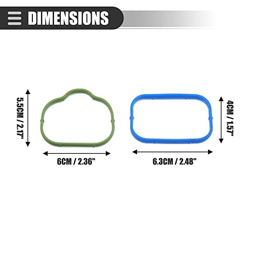 Image of Motoforti Gasket Intake Manifold Gaskets, for Cherokee Challenger 2011-2019, Rubber, 5184331AC 5281824AA 5184562AC, Green Blue, 1 Set