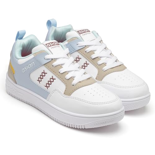 Image of ASIAN Women's Trendy-03 White Casual Sneaker Shoes with Ultra Soft Cushion Lightweight Lace-Up Shoes for Women's & Girl's