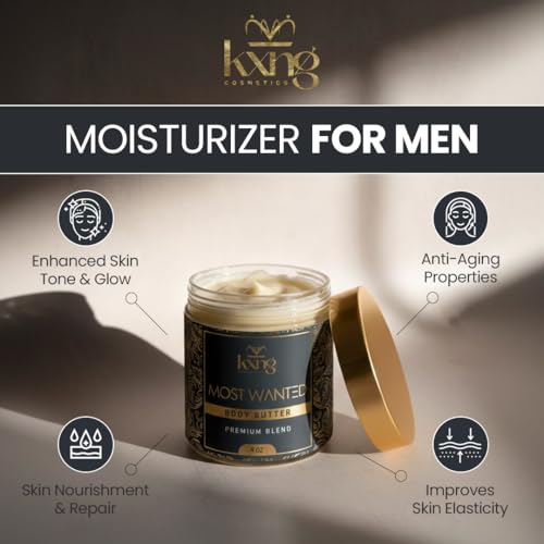 Image of KXNG Cosmetics Shea Body Butter Cream - 4oz | Organic Body Butter for Men & Women with Raw Shea, Cocoa, Mango & Coconut Oil | Moisturizing Cream for All Skin Types - Most Wanted