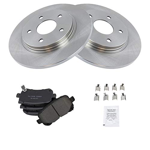 Image of TRQ Rear Brake Pad and Rotor Set Ceramic Solid Rotors