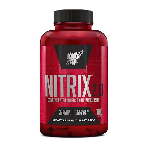 BSN NITRIX 2.0, Workout Supplement, Nitric Oxide Precursors, 3g Creatine, 3g L Citrulline, L-Citrulline, Supports Workout Performance, Pumps, Muscle Recovery and Endurance, 180 Tablets, 60 Servings BSN NITRIX 2.0, Workout Supplement, Nitric Oxide Precursors, 3g Creatine, 3g L Citrulline, L-Citrulline, Supports Workout Performance, Pumps, Muscle Recovery and Endurance, 180 Tablets, 60 Servings