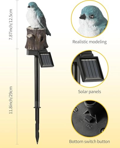Image of JASIFS Bird Garden Solar Lights Outdoor Cute Bird LED Decorative Waterproof Garden Stake Lights, Lawn Lamp Light for Garden, Balcony, Patio, Yard Landscape Lighting