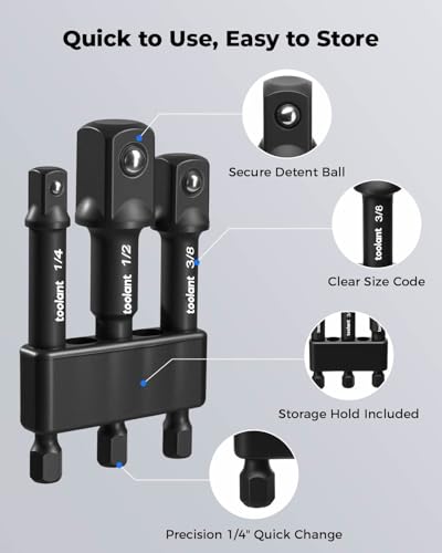 image for toolant Impact Socket Adapter Set, 3 pcs, 1/4