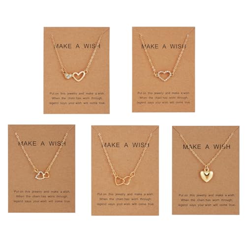 Shining Diva Fashion 5 Pcs Latest Stylish Crystal Heart Necklace Jewellery Set for Women Pendant Necklace Gifts for Girls (16475np)