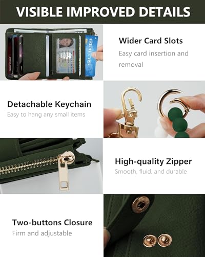 Image of Keychain Wallet Wristlet for Women,RFID Small Wallet for Women | Wallet Wristlet with Zipper Coin Pocket,Vegan Leather Card Wallets for Women, 2 ID Window,Gift