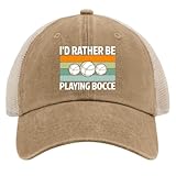 I'd Rather Be Playing Bocce Funny Bocce Hats for Womens Funny Baseball Cap Fashion Washed Hiking Hats