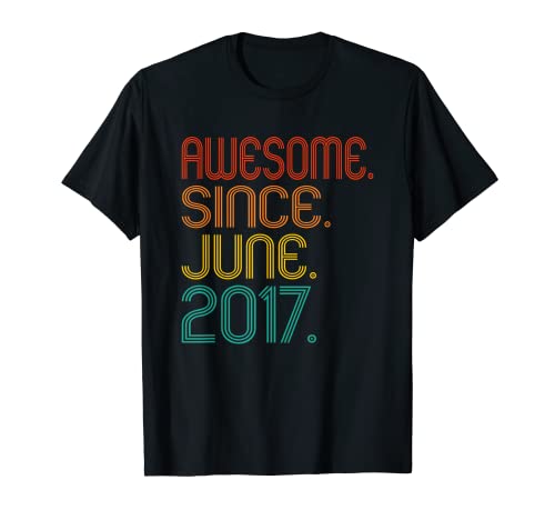 Awesome Since June 2017 6th Birthday Vintage 6 Years Old Camiseta